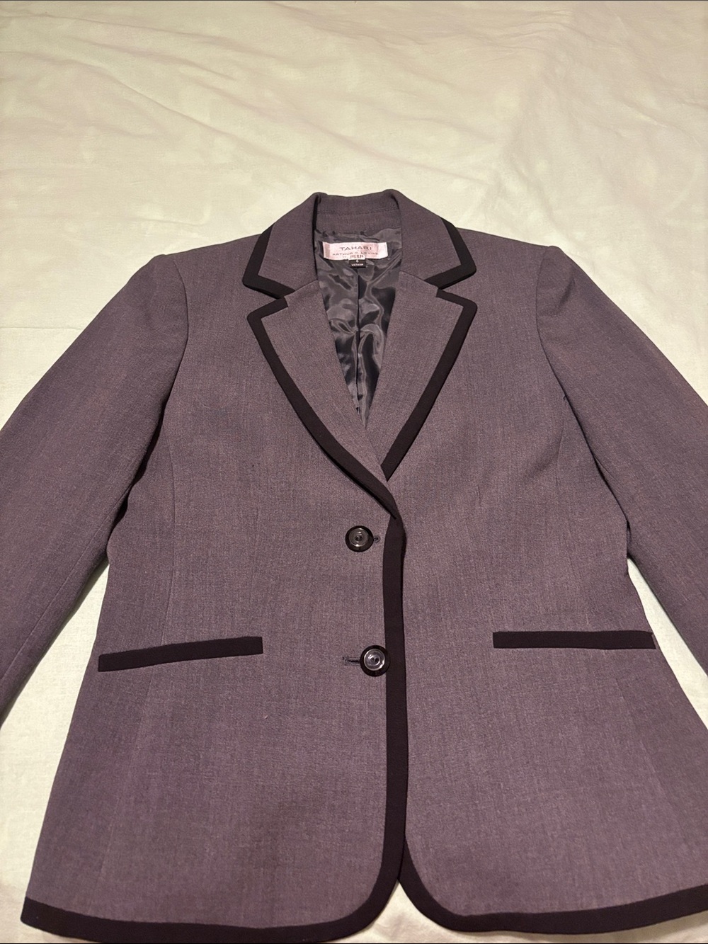 Tahari Purple Blazer with Black Trim